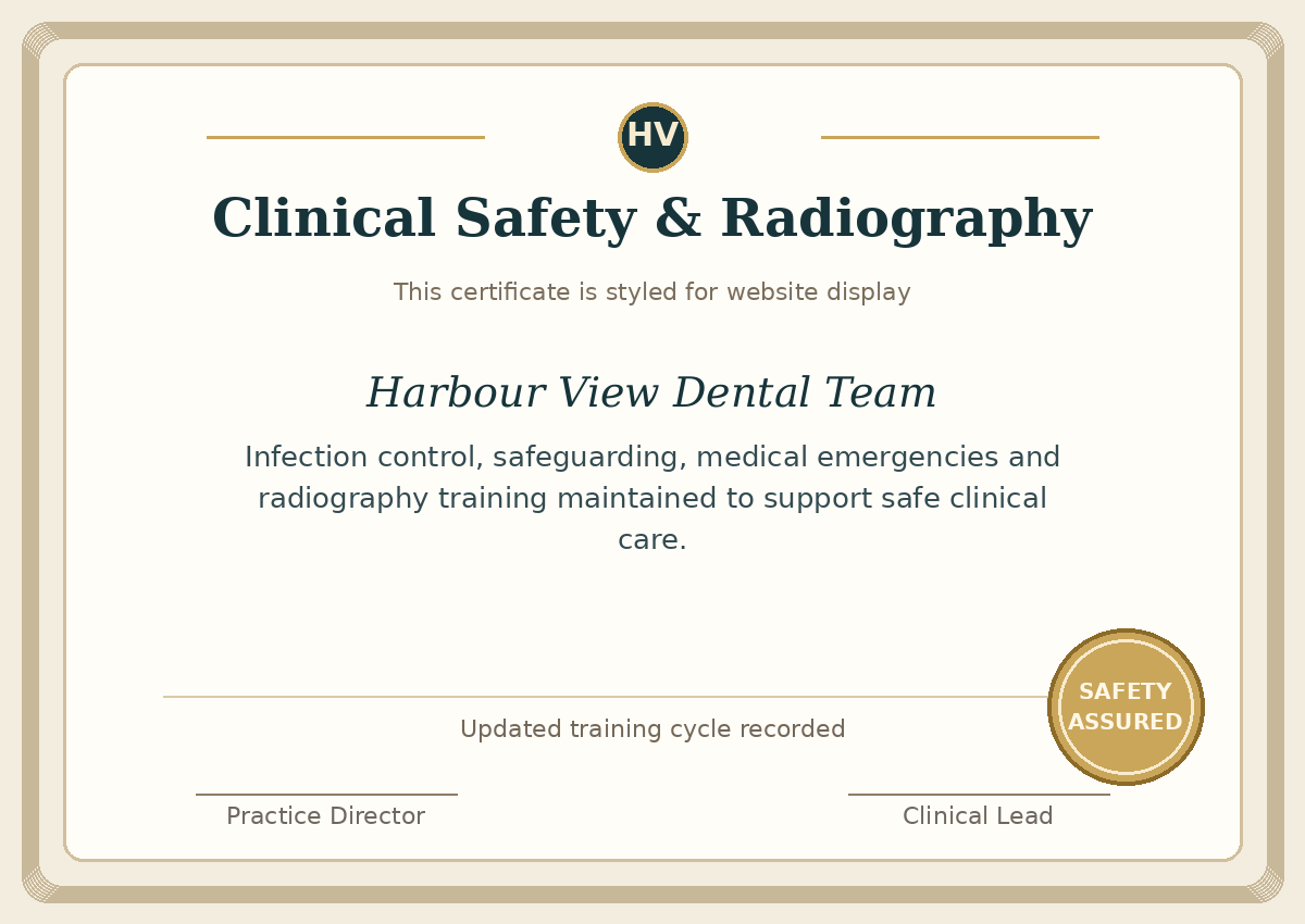 Clinical safety and radiography certificate image